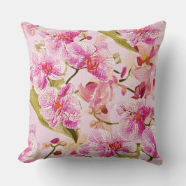 Almofada pink orchid floral pattern