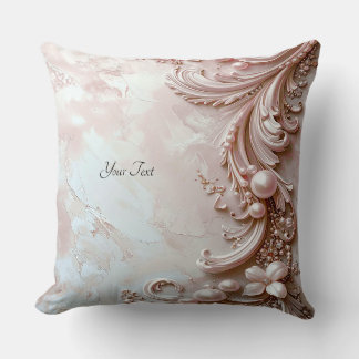 Almofada Pink Ornate Pearl and Floral Throw Pillow