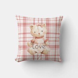 Almofada Pink Plaid Stripes Cat