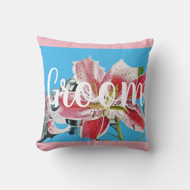 Almofada Pink Retro Lily Flor Decor Cushion (Frente)