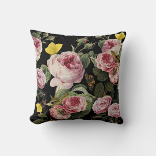 Almofada PINK ROSES E BORRACHAS AMARELAS Floral Preto
