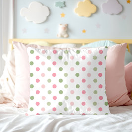 Almofada Pink & Sage Green Pastel Polka Dot