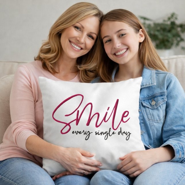 Almofada Pink Script Silver Glam Motivational Throw Pillow (Criador carregado)