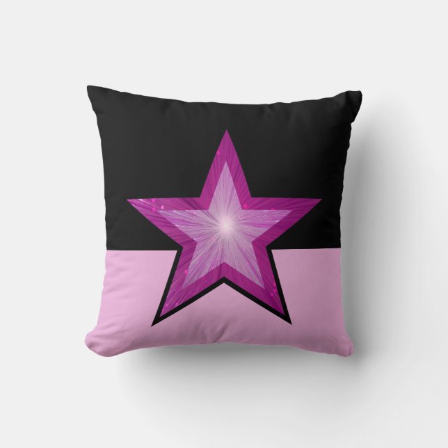 Almofada Pink Star travesseiro decorativo quadrado rosa pál (Frente)