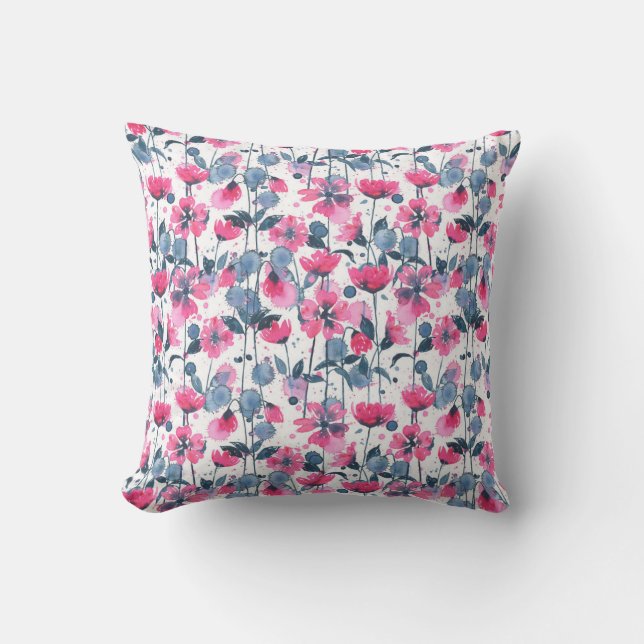 Almofada Pink Watercolor Daisies (Frente)