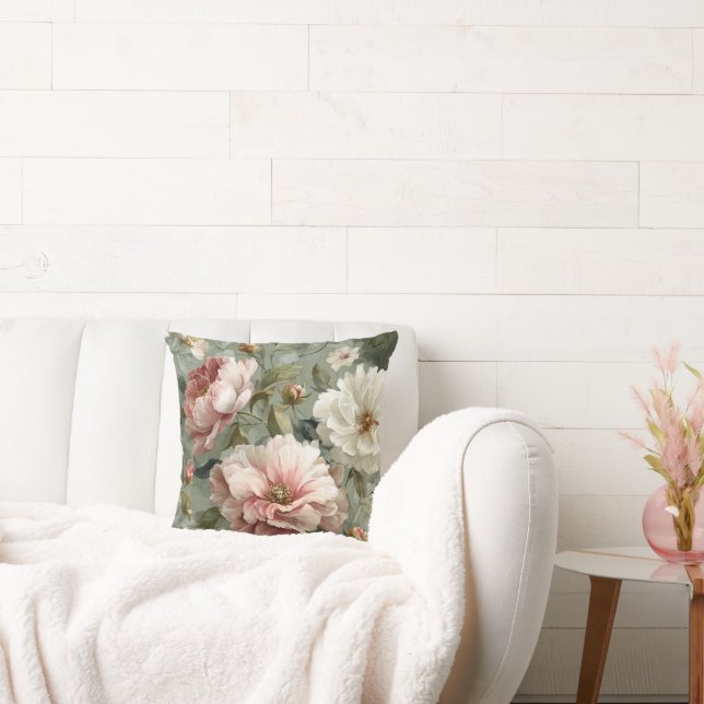 Almofada Pink & White Peonies Elegant (Sofá)