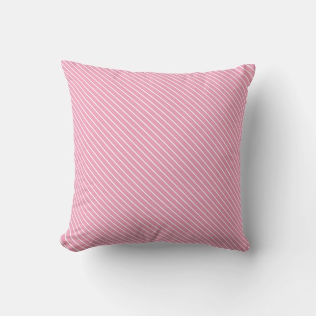 Almofada Pinstripes diagonais - rosa-shell e branco (Frente)