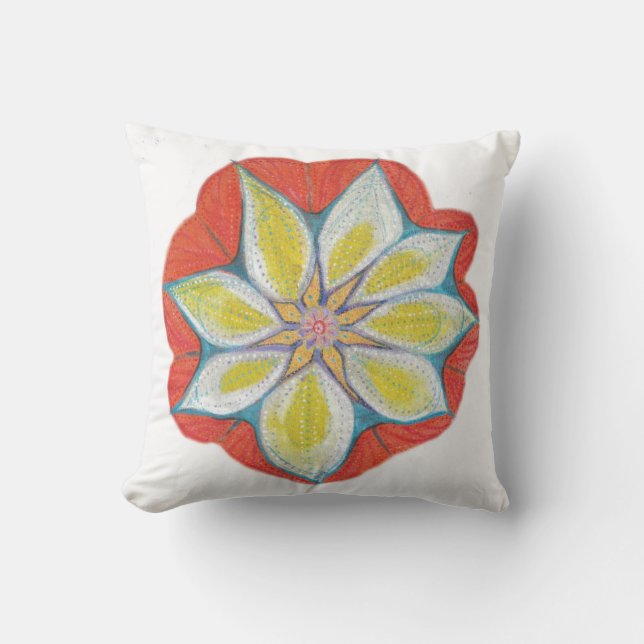 Almofada Pintada à Mão de Mandala 41 cm x 41 cm (Frente)