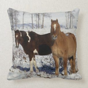Almofada Pinte cavalos na neve