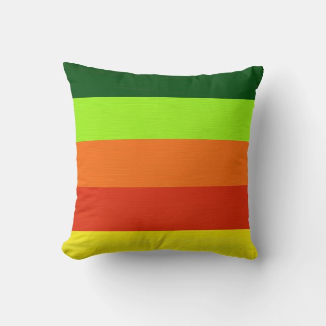 Almofada Pinte listras retrô verde lima laranja vermelho am (Frente)