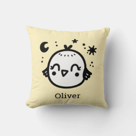 Almofada Pintinho alegre - Arte da Linha de Pássaros Kawaii