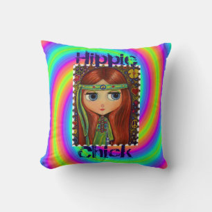 Almofada Pintinho Hippie 1960s Tie Dye Big Eye Doll Headban