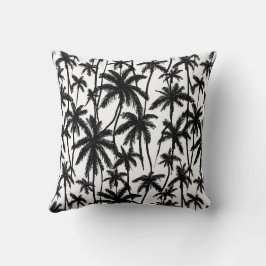 Almofada Pintinho Preto + Padrão de Árvore Palm Branco