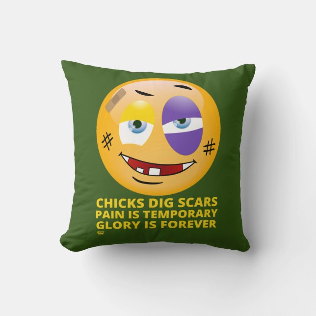 Almofada "PINTINHOS DIG SCARS" engraçado emoji (Frente)