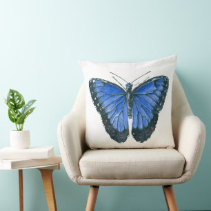Almofada Pintor aquoso da borboleta Azul Morpho