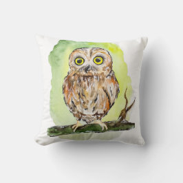 Almofada Pintor aquoso de coruja-de-madeira