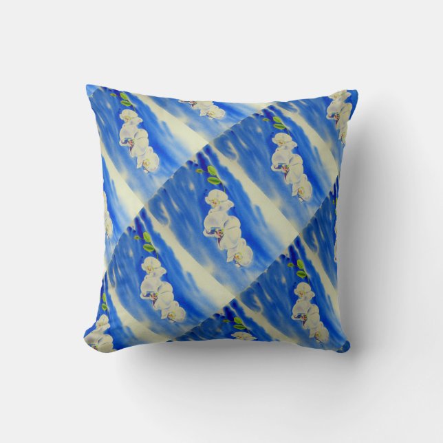Almofada Pintor branco de orquídea elegante (Frente)