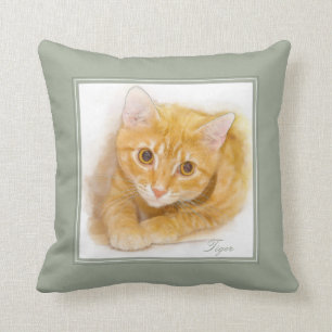 Almofada Pintura alaranjada do gato de gato malhado