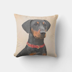 Almofada Pintura Alemã Pinscher Pintura Original Arte Anima