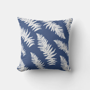 Almofada Pintura Botânica de Planta Branca Indigo Fern