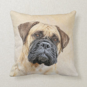 Almofada Pintura Bullmastiff - Arte Cachorro Original Bonit