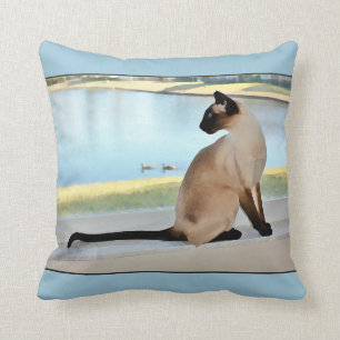 Almofada Pintura calma do gato Siamese