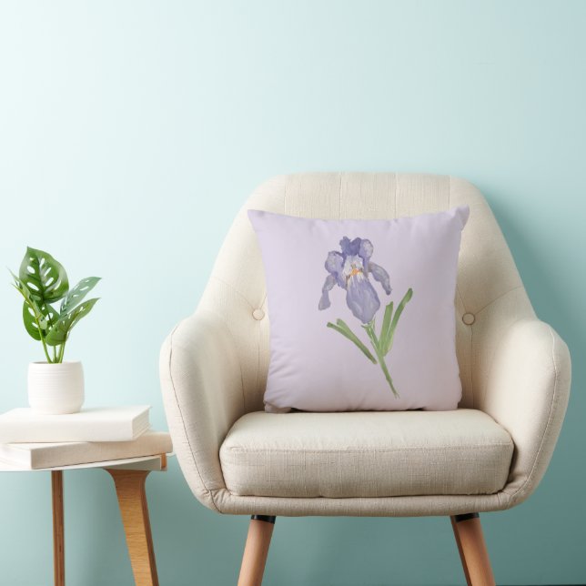 Almofada Pintura da Flor em Íris Roxo (Cadeira)