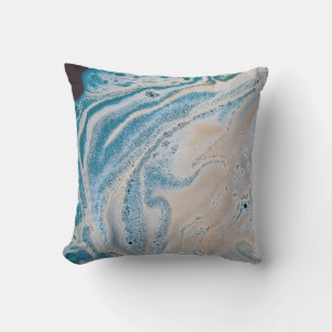 Almofada Pintura de abstrato branco e azul