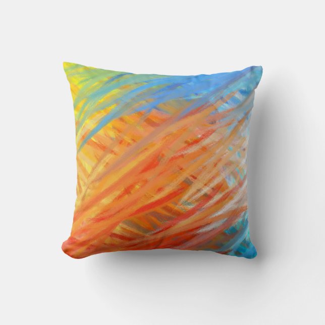 Almofada Pintura de Abstrato Laranja Azul 6 (Frente)