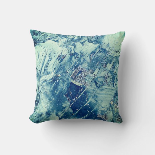 Almofada Pintura de Arte Azul e Branco (Frente)