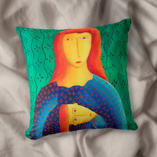 Almofada Pintura de Arte Contemporânea Mãe e Filha