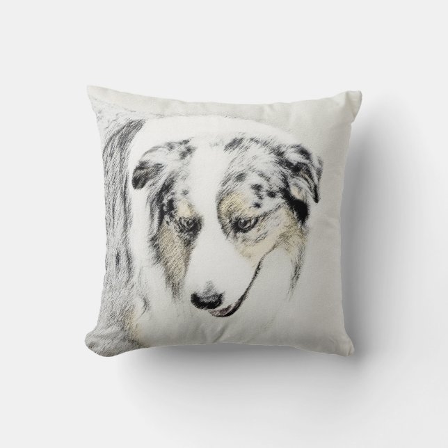 Almofada Pintura de Australian Shepherd - Arte Original de  (Frente)
