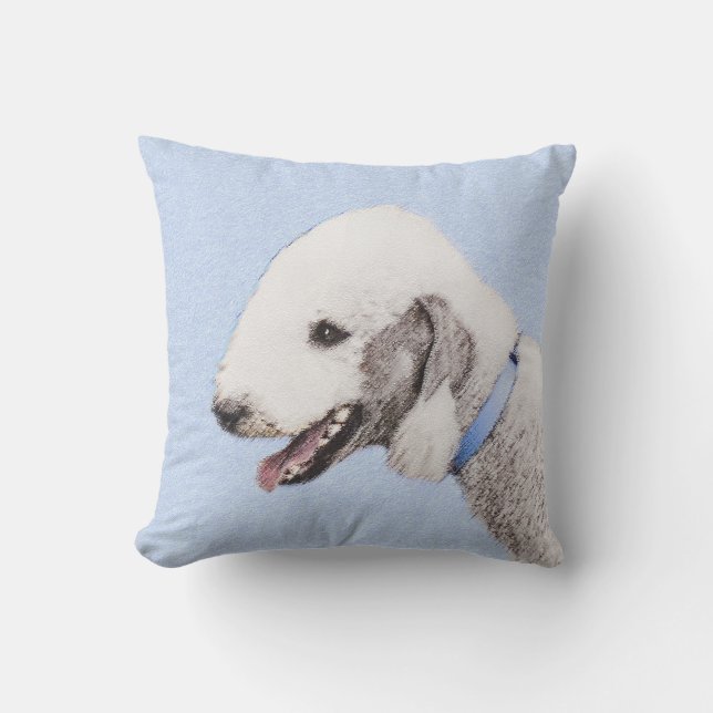 Almofada Pintura de Bedlington Terrier - Arte de Cachorro O (Frente)