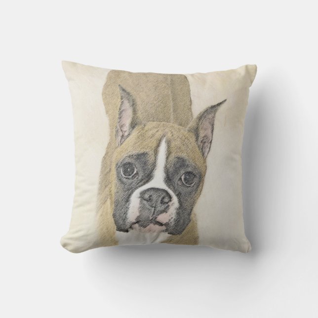 Almofada Pintura de Boxer - Arte de Cachorro Original Bonit (Frente)