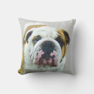 Almofada Pintura de Buldogue - Arte de Cachorro Original Bo