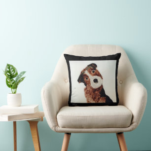 Almofada Pintura De Cachorro Castanho Terrier Pintura De Pe
