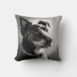 Almofada Pintura de Cachorro Negro e Prateado