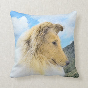 Almofada Pintura de Collie em Montanhas (Rough) - Arte Cani