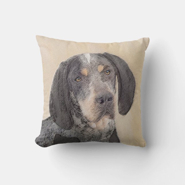 Almofada Pintura de Conhound Bluetick - Ar Cachorro Origina (Frente)