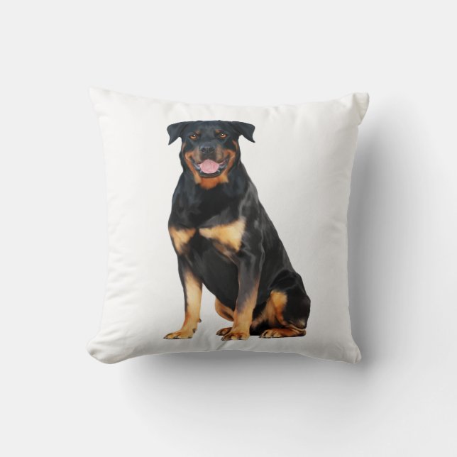 Almofada Pintura de Cor da Água do Rottweiler (Frente)
