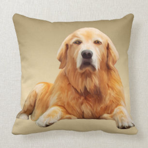 Almofada Pintura de cor de água do cão do ouro Retriever