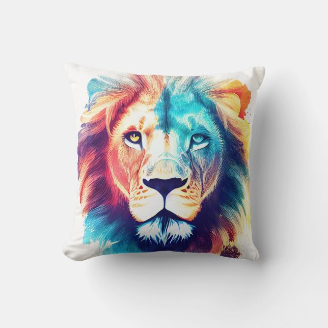 Almofada Pintura de Cores de Animais da Natureza Selvagem d (Frente)