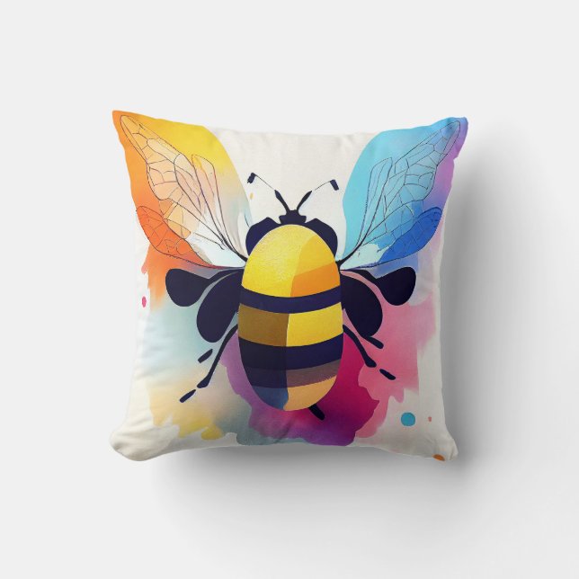 Almofada Pintura de cores de animais da raça "Bee Wild Natu (Frente)