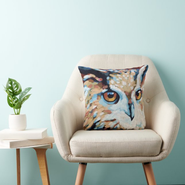Almofada Pintura de Coruja - Presente para Amantes de Anima (Cadeira)