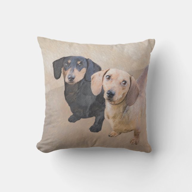 Almofada Pintura de Dachshund (Smooth) - Arte de Cão Origin (Frente)