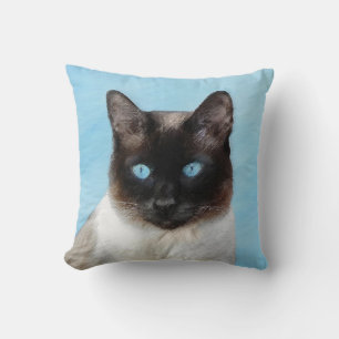 Almofada Pintura de Gato Siamês - Arte de Gato Original Fof