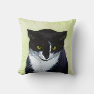 Almofada Pintura de Gato Tuxedo - Arte de Gato Original Cus