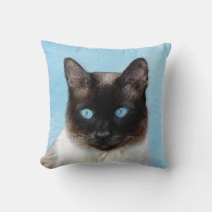 Almofada Pintura de Gatos Siameses - Arte de Gato Original