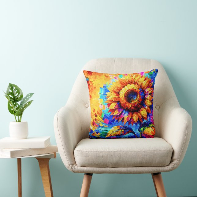 Almofada Pintura de Girassóis Cores Vibrantes Poder do Gira (Cadeira)