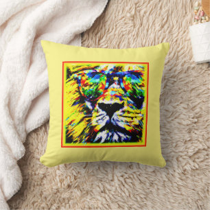 Almofada Pintura De Leão Arco-Íris. Compre agora